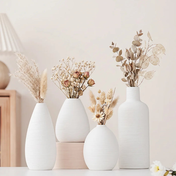 Set 4 Floreros de Ceramica Decorativos Estilo Nordico Hogar