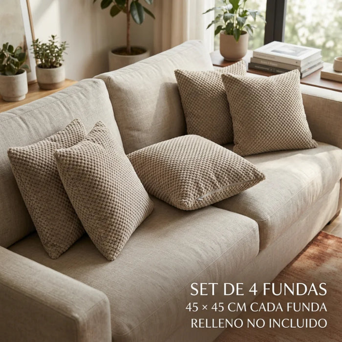 Set 4 Fundas De Cojin 45x45 Decorativas Para Living Sofa