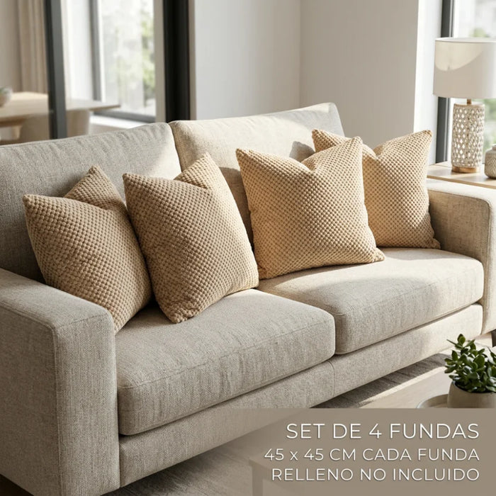 Set 4 Fundas De Cojin 45x45 Decorativas Para Living Sofa