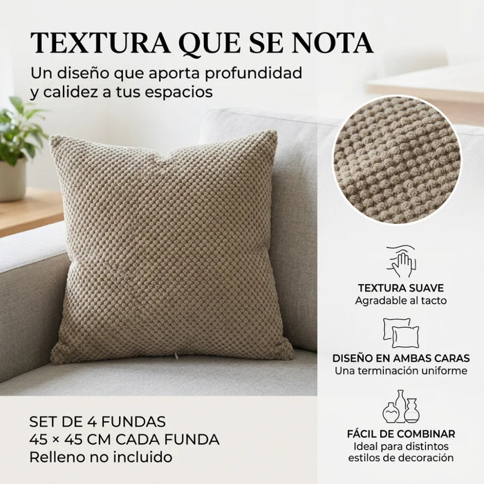 Set 4 Fundas De Cojin 45x45 Decorativas Para Living Sofa