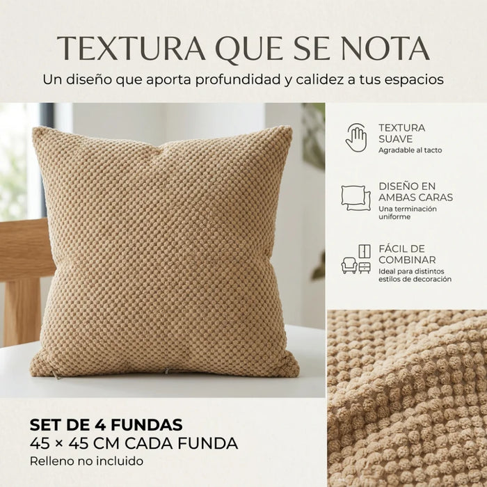 Set 4 Fundas De Cojin 45x45 Decorativas Para Living Sofa