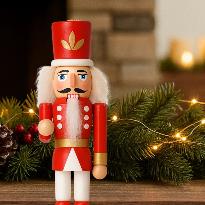 Set 4 Muñecos Cascanueces Madera 13 Cm Adorno Navideño