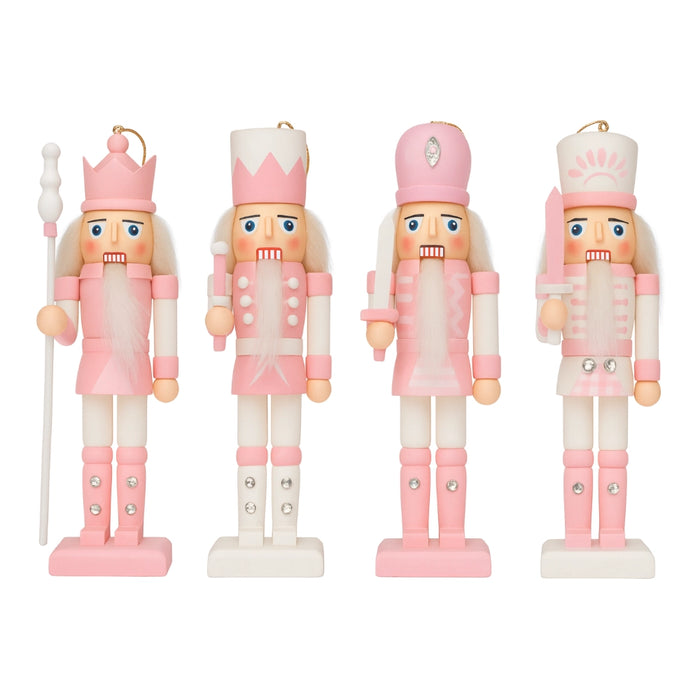 Set 4 Muñecos Cascanueces Madera 13 Cm Adorno Navideño