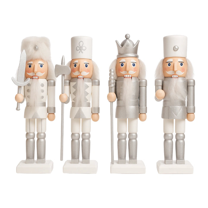 Set 4 Muñecos Cascanueces Madera 13 Cm Adorno Navideño