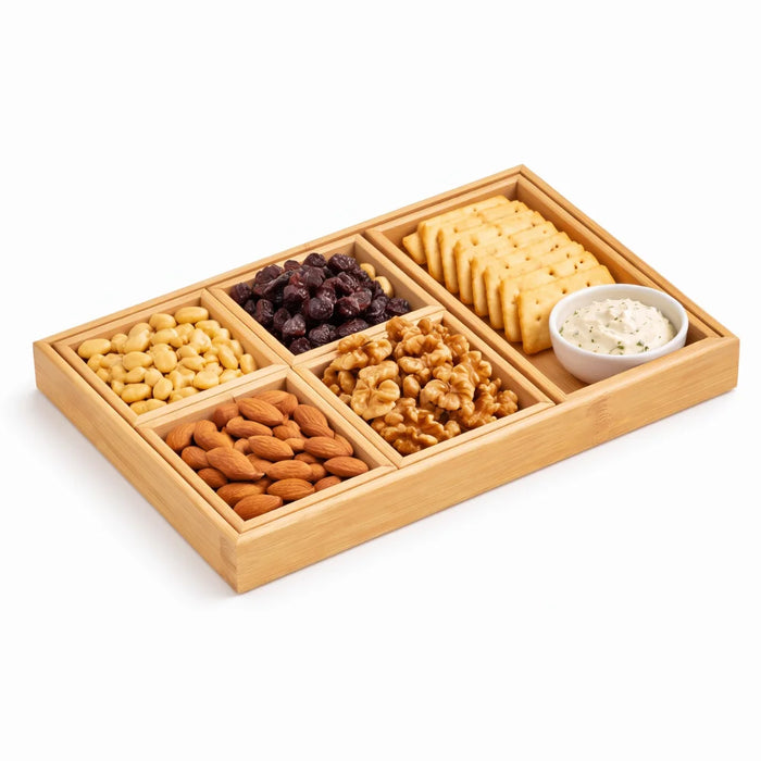 Set 6 Bandejas De Bambu Para Picoteo Aperitivos Coctel