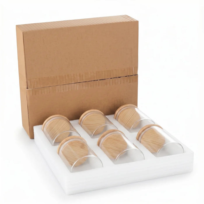 Set 6 Frascos de Especias Condimentos Con Tapa Bambu Cocina