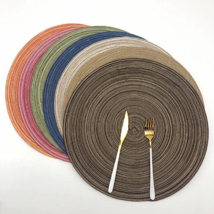 Set 6 Individuales Redondos De Mesa Beige Decorativos
