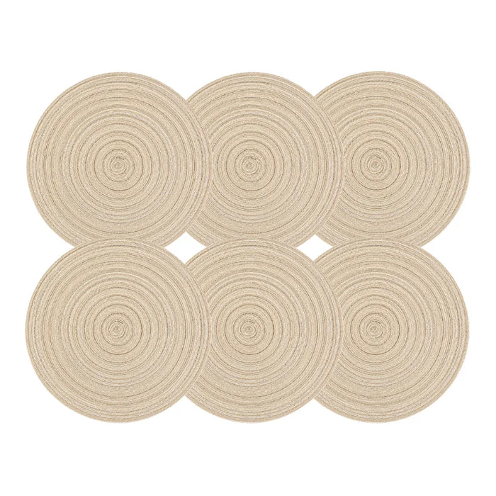 Set 6 Individuales Redondos De Mesa Beige Decorativos