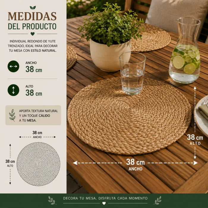Set 6 Individuales Redondos Para Comedor Terraza Manteles