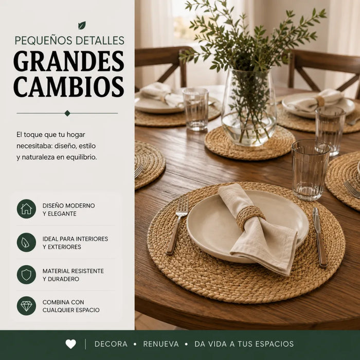 Set 6 Individuales Redondos Para Comedor Terraza Manteles
