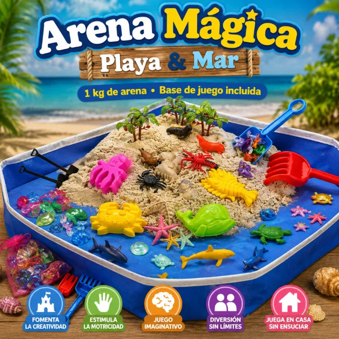 Set Arena Magica Completo Con Arenero Moldes Y Accesorios