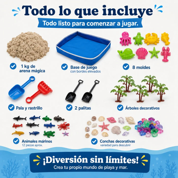 Set Arena Magica Completo Con Arenero Moldes Y Accesorios