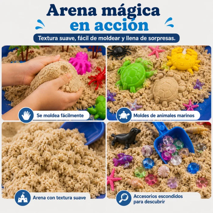 Set Arena Magica Completo Con Arenero Moldes Y Accesorios