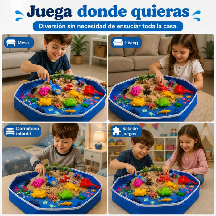 Set Arena Magica Completo Con Arenero Moldes Y Accesorios