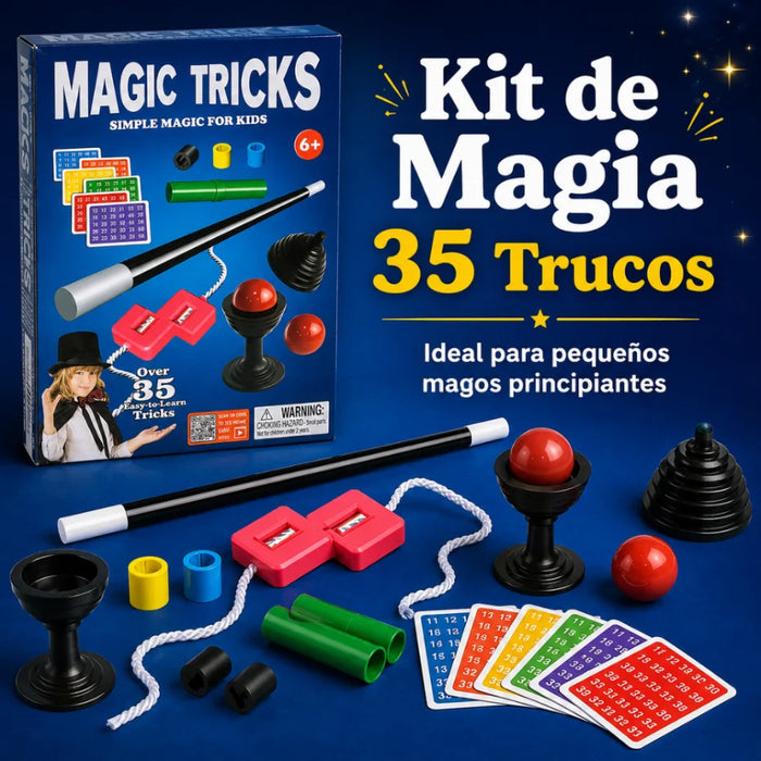 Set Juego De Magia Magic 35 Trucos De Mago Con Varita Niños