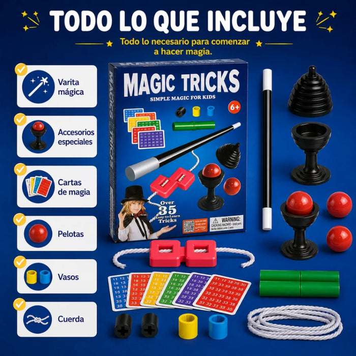 Set Juego De Magia Magic 35 Trucos De Mago Con Varita Niños