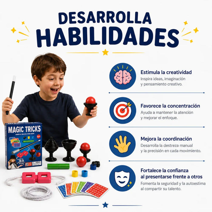 Set Juego De Magia Magic 35 Trucos De Mago Con Varita Niños