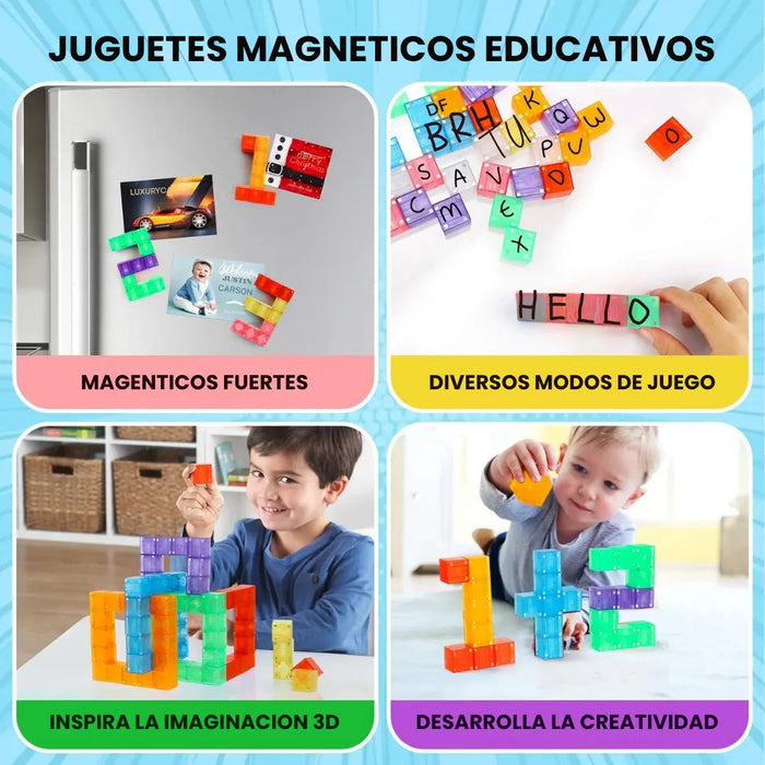 Set Juego de Bloques Magneticos 96 Piezas Construccion Niños