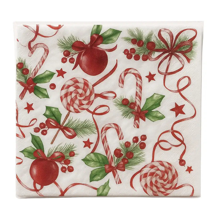 Set de 40 Servilletas Navideñas Con Diseños Variados Decorativos