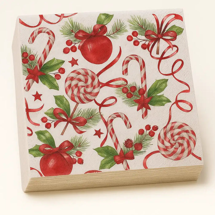 Set de 40 Servilletas Navideñas Con Diseños Variados Decorativos