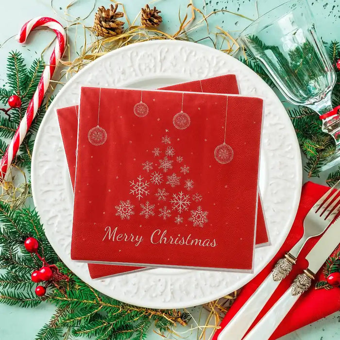 Set de 40 Servilletas Navideñas Con Diseños Variados Decorativos