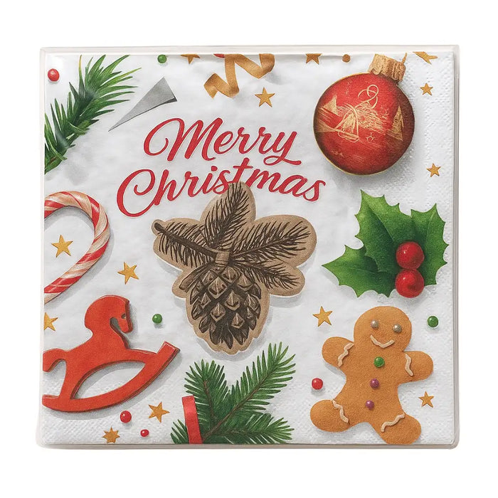 Set de 40 Servilletas Navideñas Con Diseños Variados Decorativos