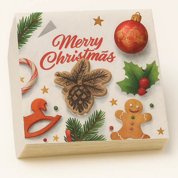 Set de 40 Servilletas Navideñas Con Diseños Variados Decorativos