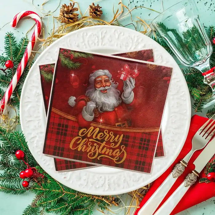 Set de 40 Servilletas Navideñas Con Diseños Variados Decorativos