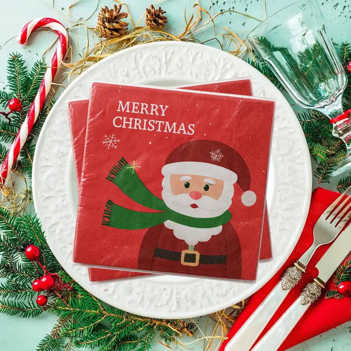 Set de 40 Servilletas Navideñas Con Diseños Variados Decorativos