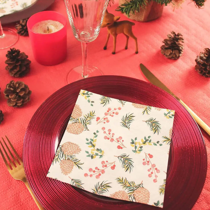 Set de 40 Servilletas Navideñas Con Diseños Variados Decorativos