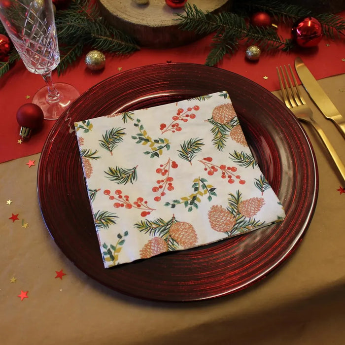 Set de 40 Servilletas Navideñas Con Diseños Variados Decorativos