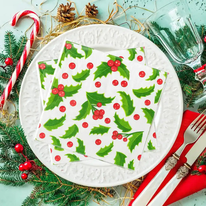 Set de 40 Servilletas Navideñas Con Diseños Variados Decorativos