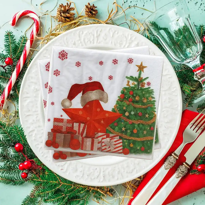 Set de 40 Servilletas Navideñas Con Diseños Variados Decorativos