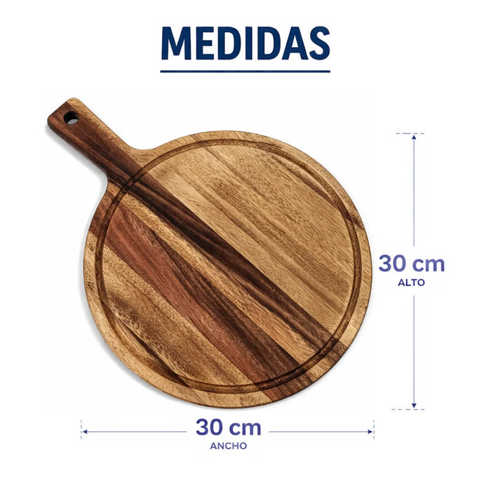 Tabla De Madera Redonda Multiuso Base Para Calor Picoteo M