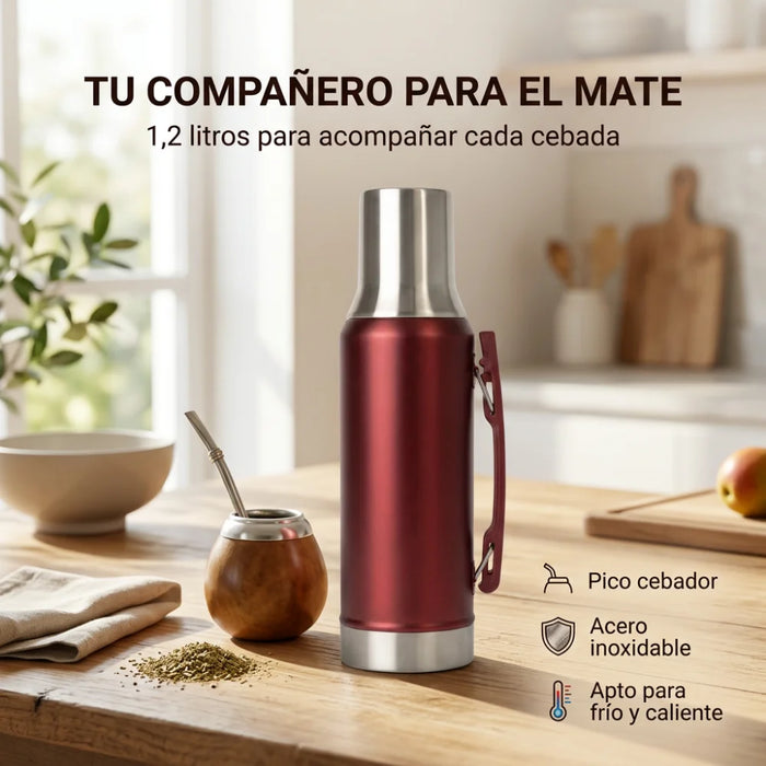 Termo Para Mate 1,2 L Acero Inoxidable Con Pico Cebador