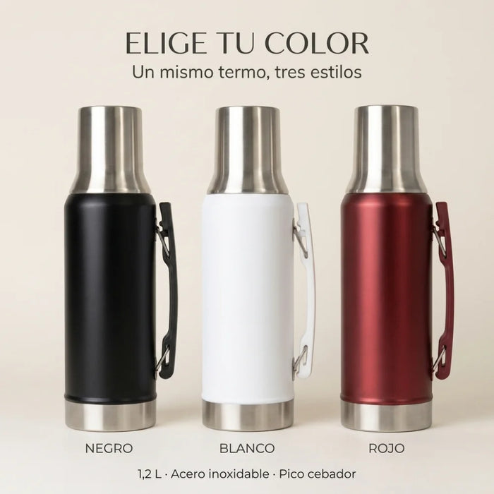 Termo Para Mate 1,2 L Acero Inoxidable Con Pico Cebador