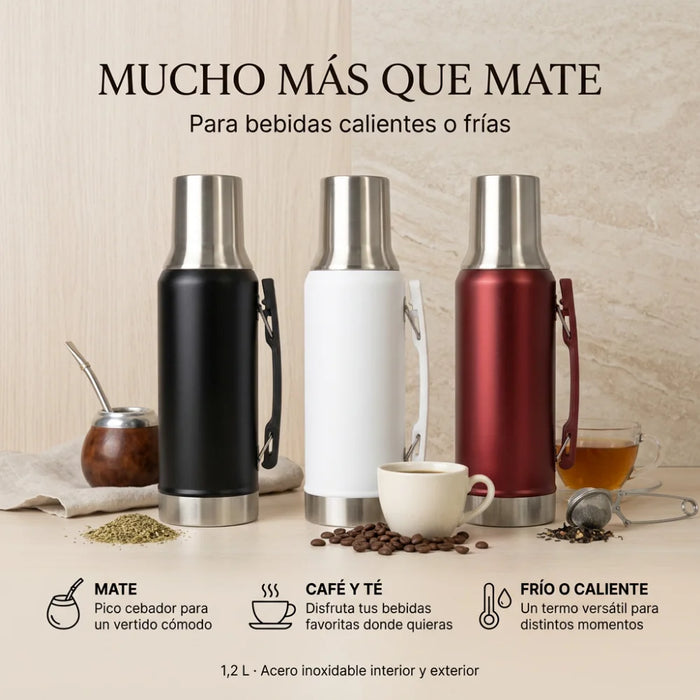 Termo Para Mate 1,2 L Acero Inoxidable Con Pico Cebador