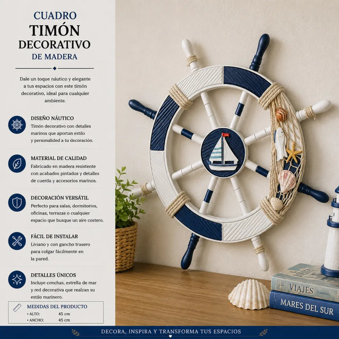 Timon De Barco Decorativo De Madera Para Pared Decoracion