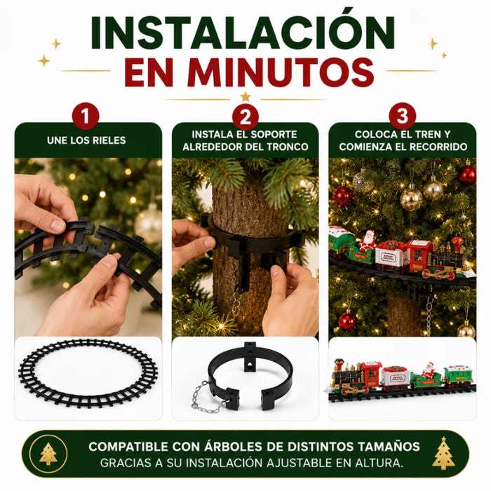 Tren Navideño Electrico Para Arbol Navidad Decorativo Pino
