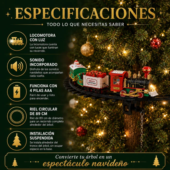 Tren Navideño Electrico Para Arbol Navidad Decorativo Pino