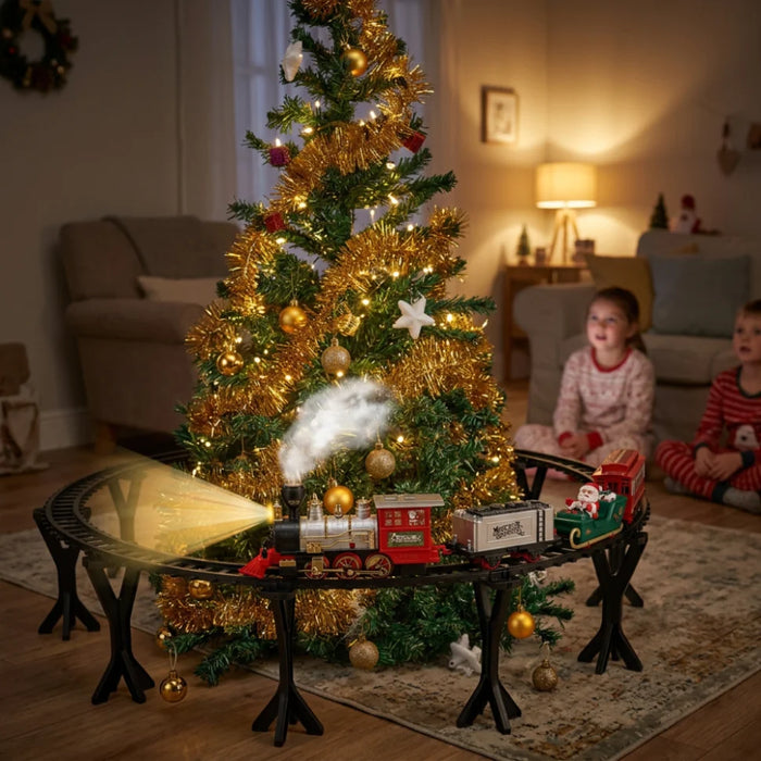 Tren Navideño Elevado Para Árbol Con Pista Y Soportes Decorativos