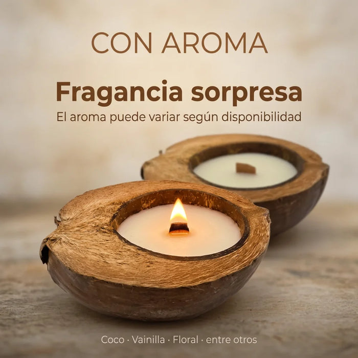 Vela Aromatica Ecologica Aroma De Coco Natural Cera Natural