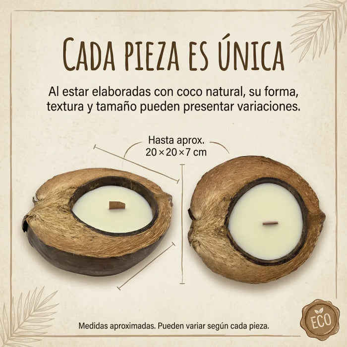 Vela Aromatica Ecologica Aroma De Coco Natural Cera Natural