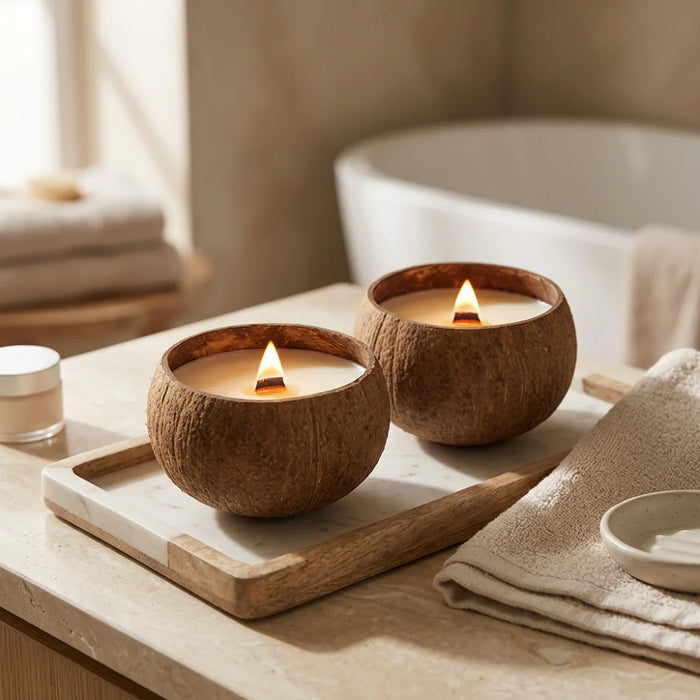 Vela Aromatica Ecologica En Cascara De Coco Cera De Soja