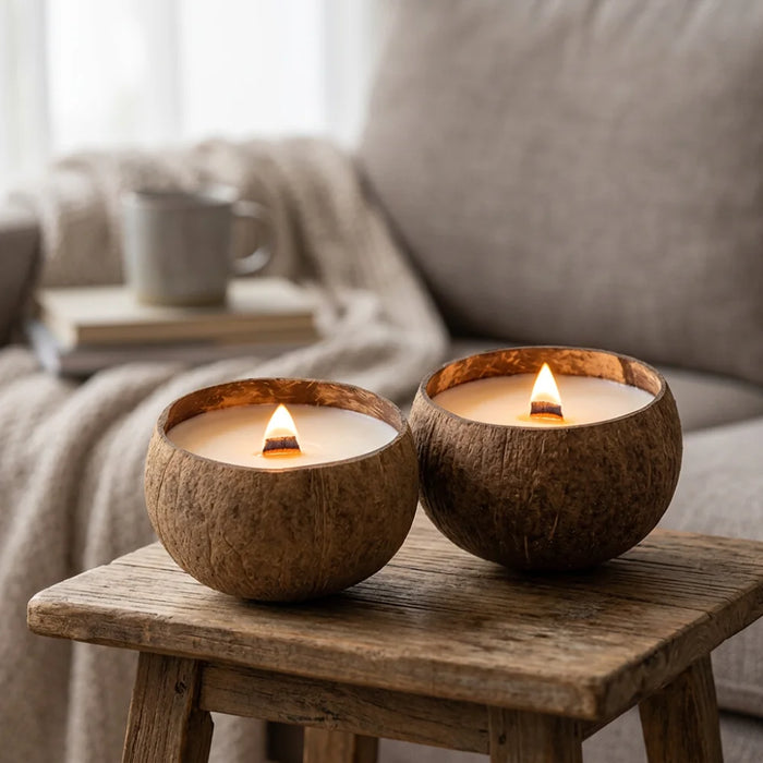Vela Aromatica Ecologica En Cascara De Coco Cera De Soja