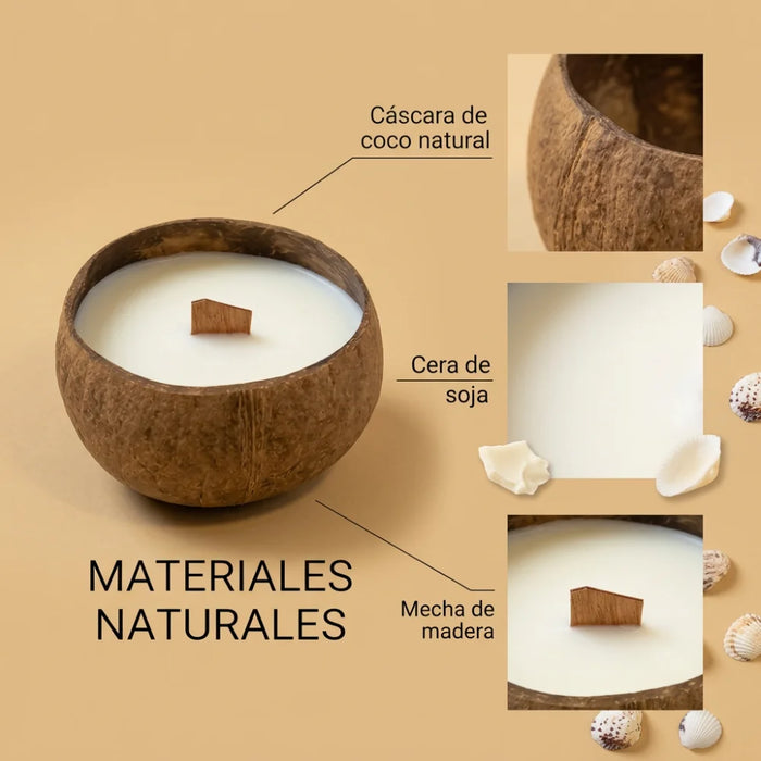 Vela Aromatica Ecologica En Cascara De Coco Cera De Soja