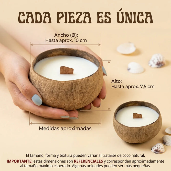 Vela Aromatica Ecologica En Cascara De Coco Cera De Soja