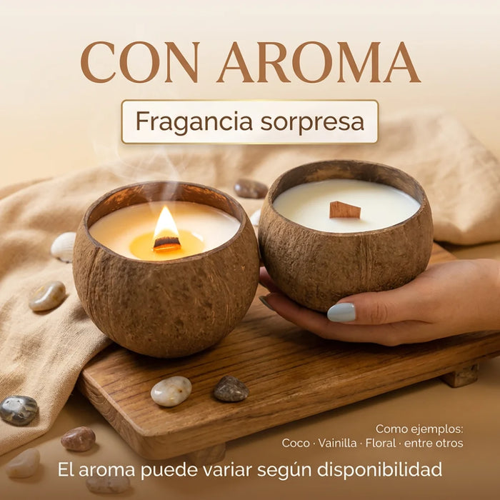 Vela Aromatica Ecologica En Cascara De Coco Cera De Soja