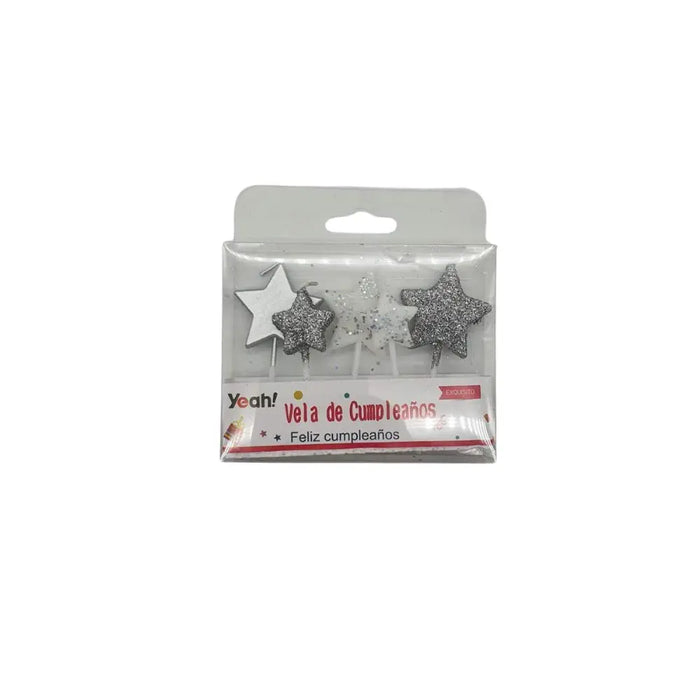 Velas Estrellas Para Cumpleaños Doradas Plateadas Cotillon - Fliperex