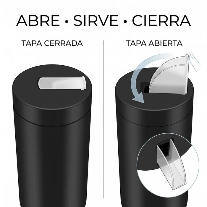 Yerbera Acero Inoxidable Negra 500 Gr Dispensador Yerba